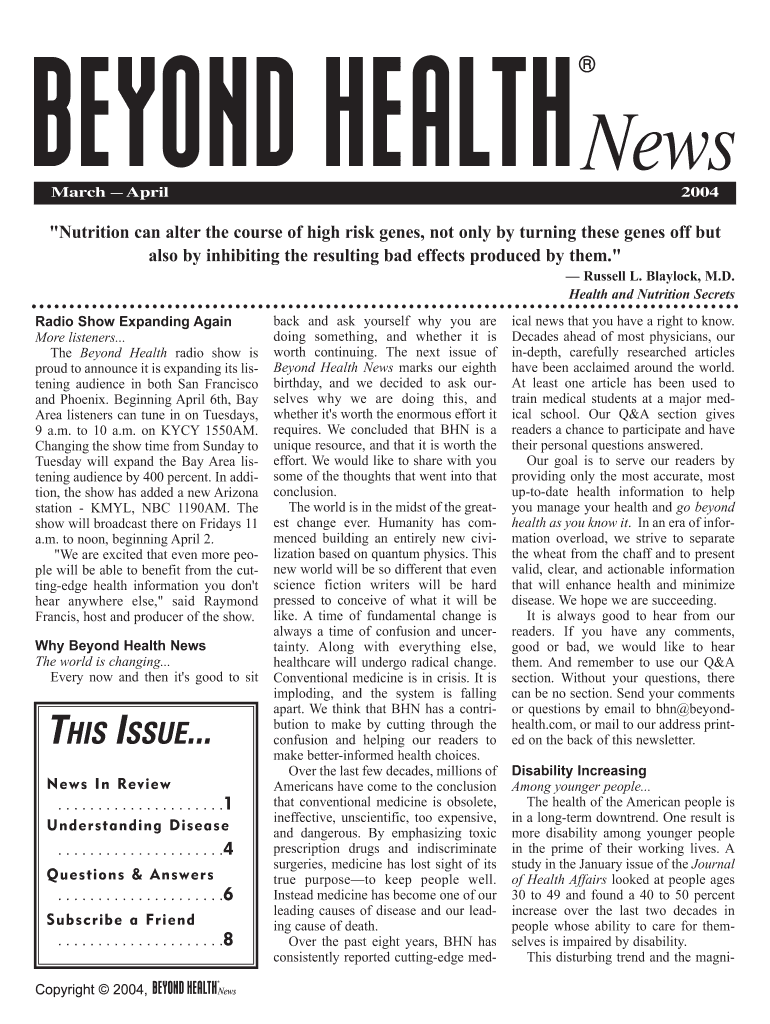 Beyond HealthMarApr2004 qxd - Beyond Health News Archives Preview on Page 1