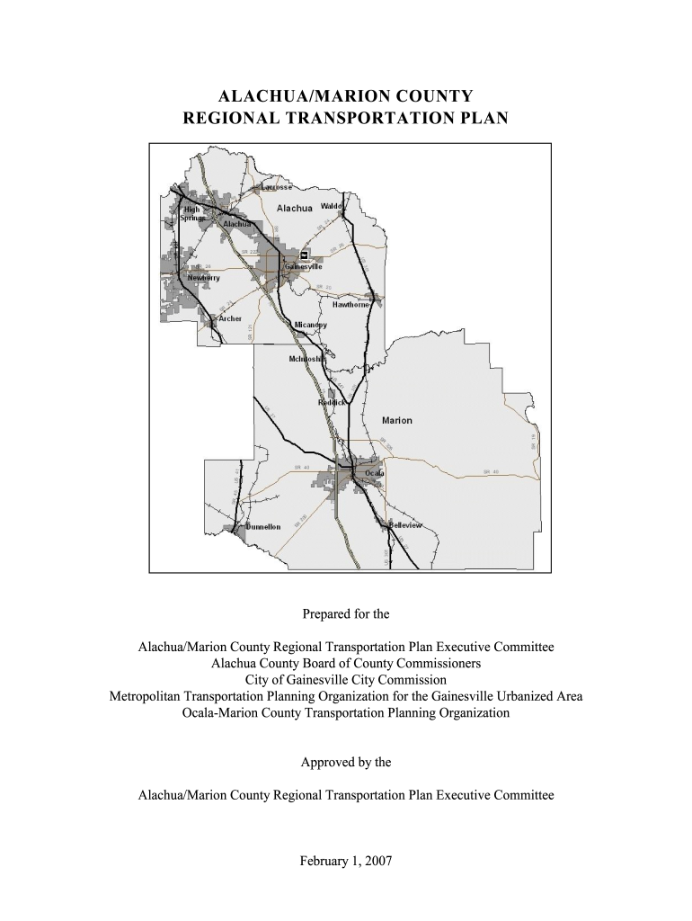 ALACHUA MARION COUNTY REGIONAL TRANSPORTATION PLAN Preview on Page 1