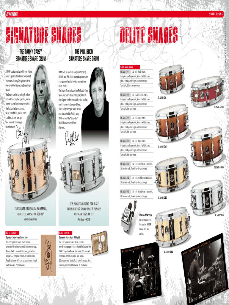 Sonor Danny Carey Signature Snare Drum Demonstration Preview on Page 1