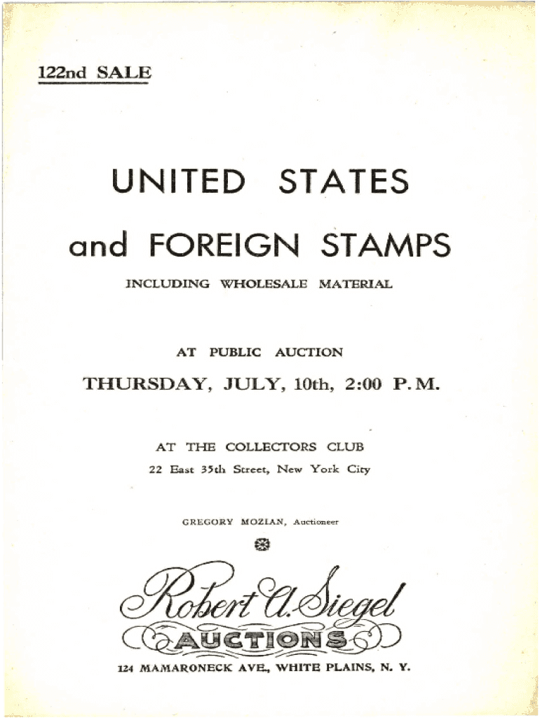 UNITED STATES and FOREIGN STAMPS - Siegel Auction Galleries Preview on Page 1