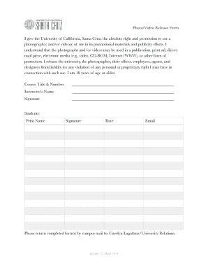 Photo/Video Release Form