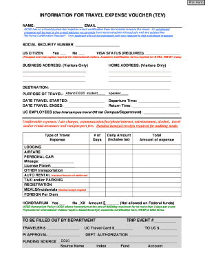 Travel Expense Voucher Form