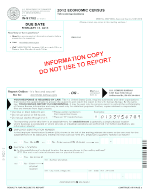 US Economic Census Telecommunications Form