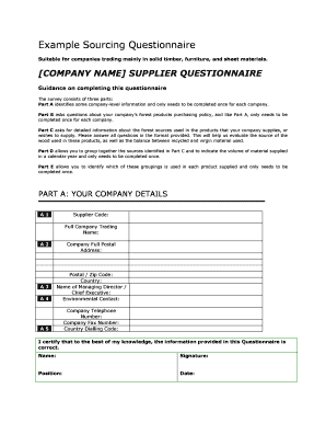 Survey questions and answers pdf - Example Sourcing Questionnaire - Guide to Legal and Responsible ...