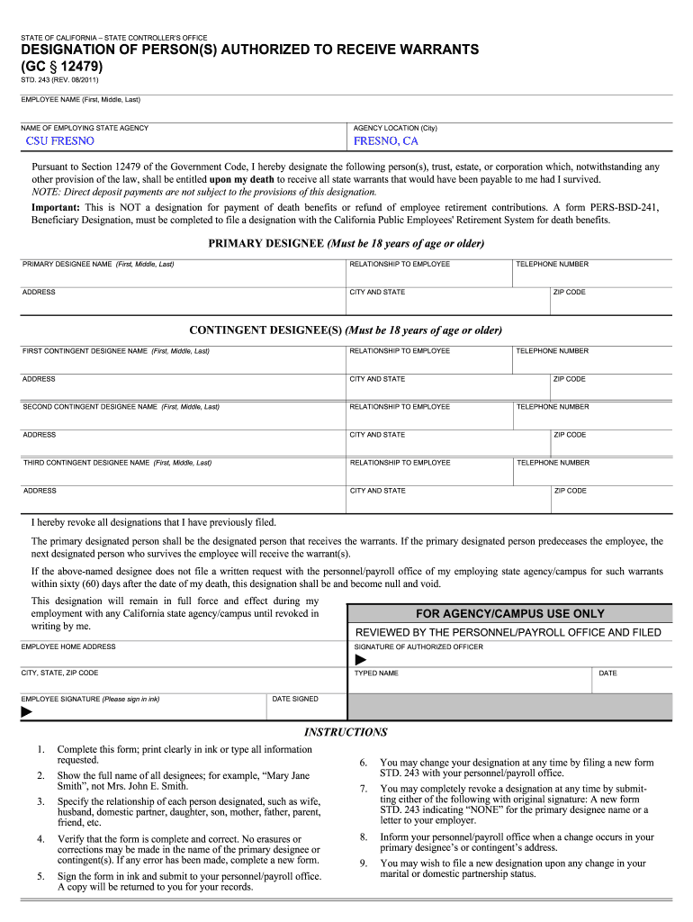 DESIGNATION OF PERSON(S) - California State University, Fresno - fresnostate Preview on Page 1