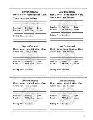 Vote Oklahoma! Mock Voter Identification Card
