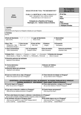 Solicitud de Visa No Residente