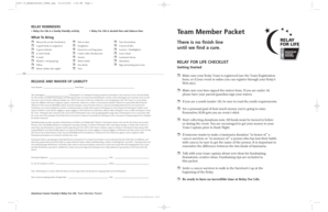 Relay For Life Team Member Packet