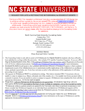 Late Retroactive Withdrawal Request Form