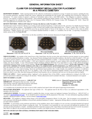 VA Form 40-1330M Government Medallion Claim