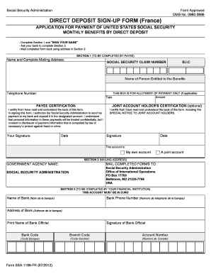US Social Security Direct Deposit Sign-Up Form