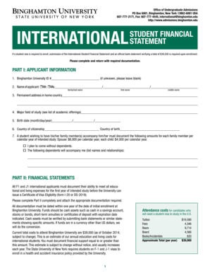 International Student Financial Statement