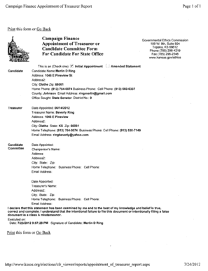 Kansas Appointment of Treasurer Form