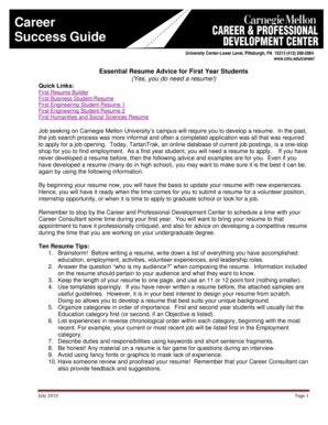 First Year Student Resume Guide