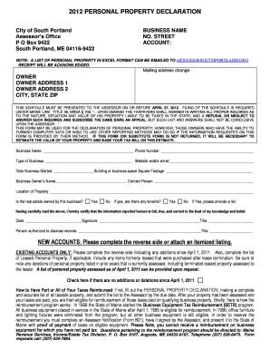 2012 Maine Personal Property Declaration