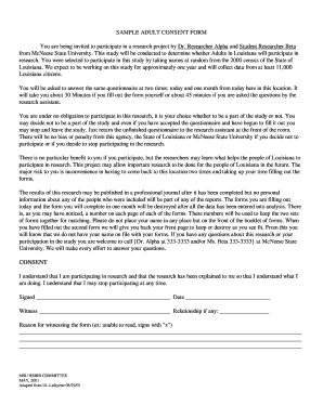 Adult Consent Form for Research