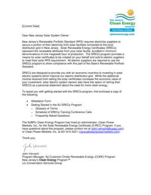 New Jersey SRECs Attestation Form