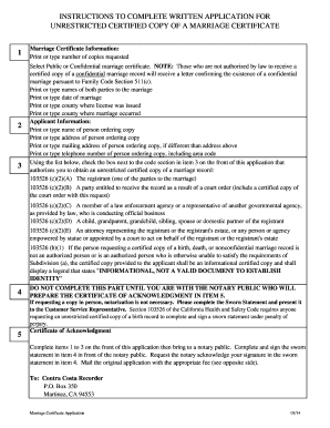 California Marriage Certificate Application