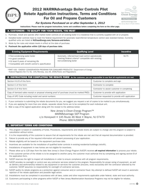 2012 WARMAdvantage Boiler Controls Rebate Application
