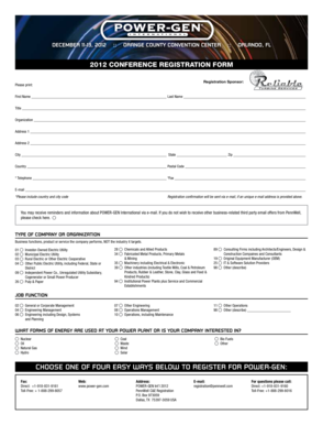 2012 Power-Gen International Conference Registration Form