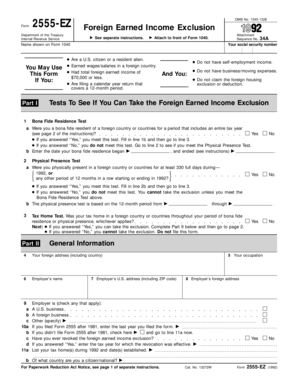 Form 2555-EZ Foreign Earned Income Exclusion