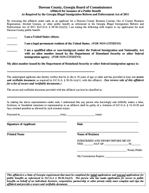 Georgia Public Benefit Affidavit