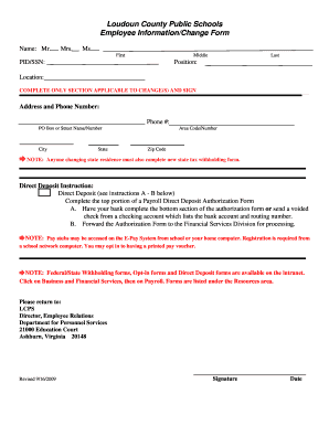 Loudoun County Employee Information Form