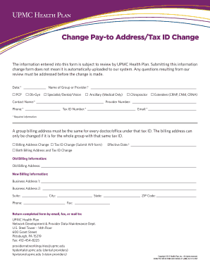 Change Pay-to Address/Tax ID Form