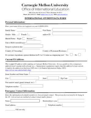 International Student Data Form