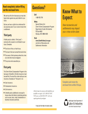 Crime Victims Compensation Program Recoveries and Settlements Form