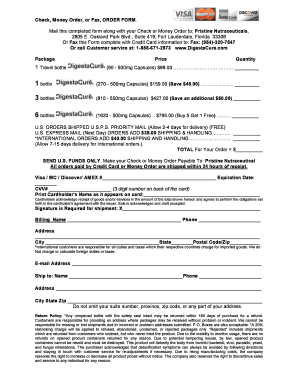 Pristine Nutraceuticals Order Form