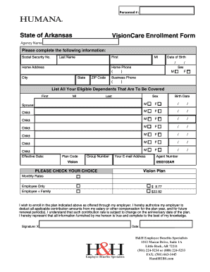 Arkansas VisionCare Enrollment Form