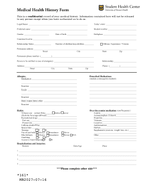 Medical Health History Form