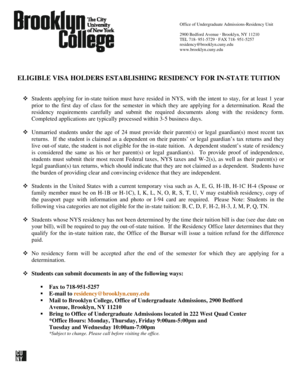 Brooklyn College CUNY Residency Form