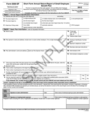 Form 5500-SF Short Form Annual Return