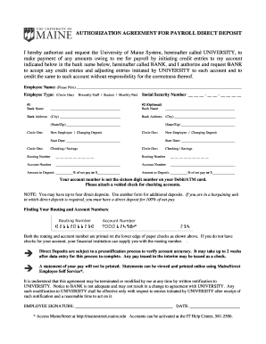 Authorization Agreement for Payroll Direct Deposit