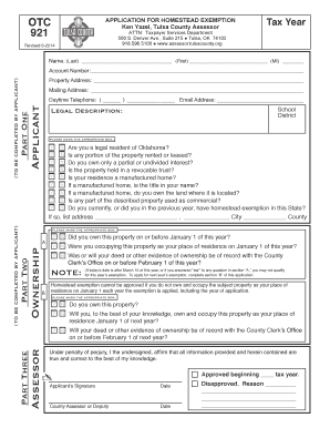 Oklahoma Homestead Exemption Application