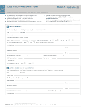 Living Annuity Application Form