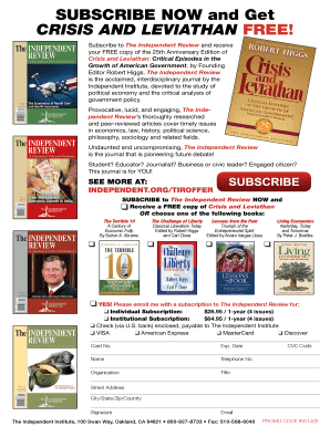 Subscription Form for The Independent Review