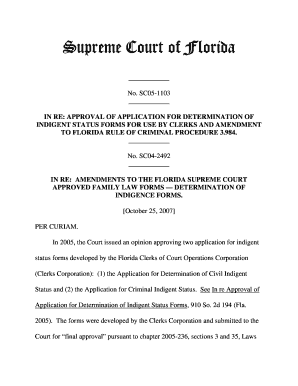 Florida Civil Indigent Status Application