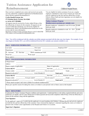 Tuition Assistance Application for Reimbursement