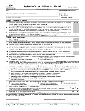 Form 970 LIFO Inventory Method Application