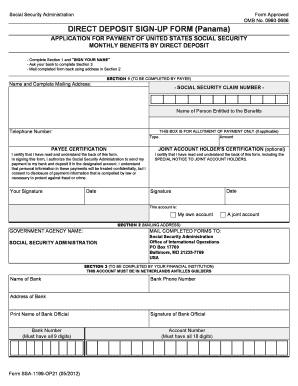 Ss deposit - DIRECT DEPOSIT SIGN-UP FORM (Panama) - Social Security - secure ssa