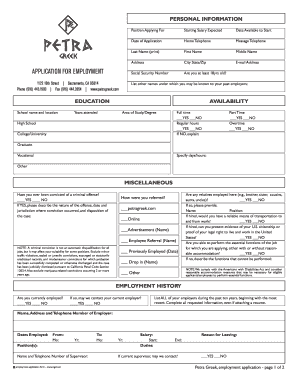 Employment Application Form