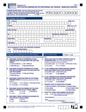 Professional Dog Trainer Certification Application