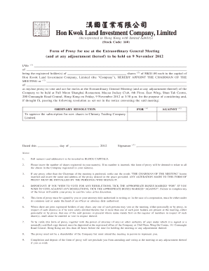 Proxy Form for Extraordinary General Meeting