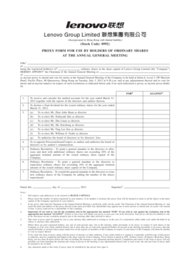 Proxy Form for Lenovo Annual General Meeting