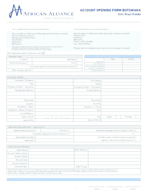Botswana Account Opening Form