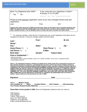 USMS Registration Form 2013