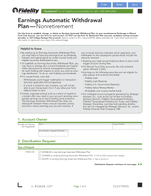 Fidelity Earnings Automatic Withdrawal Plan Form